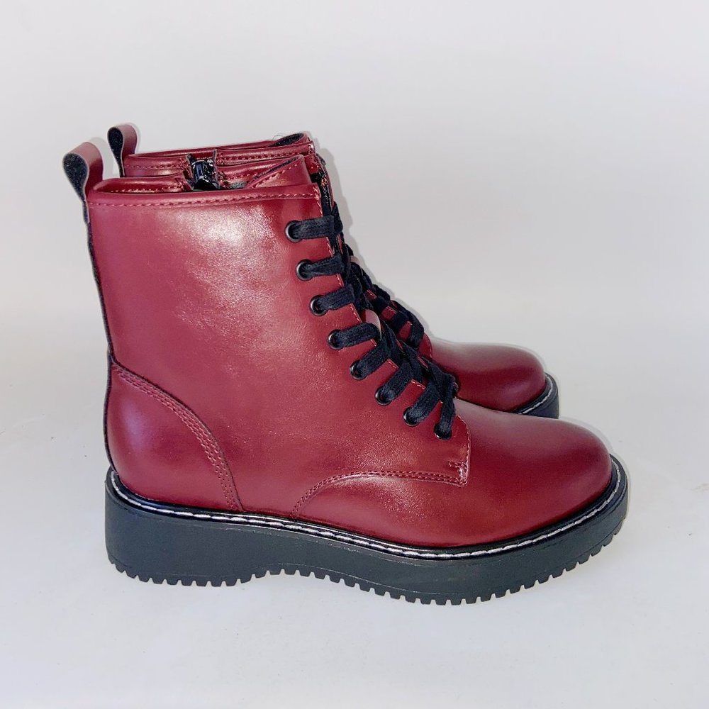 Madden Girl Kurrt Burgundy Paris Combat Boots